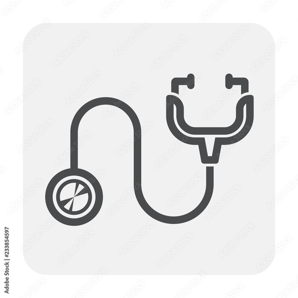 Stethoscope vector icon. Medical equipment tool or instrument for doctor, nurse and physician use in hospital, clinic to diagnose, diagnosis heart, heartbeat to cardiology treatment and health care. Stethoscope vector icon. Medical equipment tool or instrument for doctor, nurse and physician use in hospital, clinic to diagnose, diagnosis heart, heartbeat to cardiology treatment and health care.