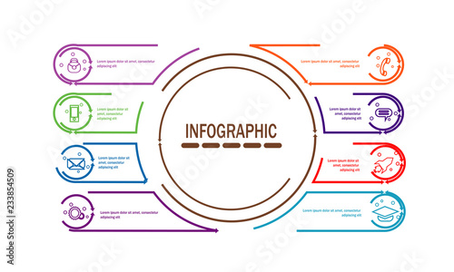 modern infographic template with 8 options vector