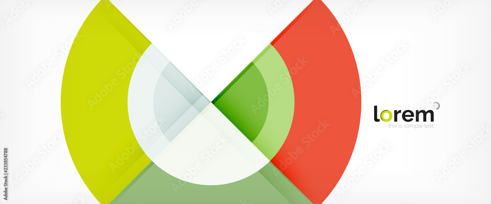 Modern geometric circles abstract background, colorful round shapes with shadow effects