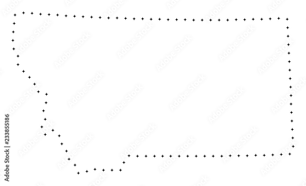 Vector stroke dotted Montana State map in black color, small border points have diamond shape. Trace the path points and get Montana State map. Vector stroke dotted Montana State map in black color, small border points have diamond shape. Trace the path points and get Montana State map.