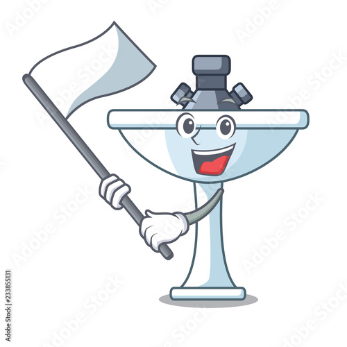 With flag bathroom ceramic sink on mascot isolated