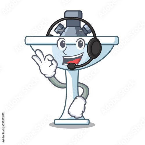 With headphone bathroom ceramic sink on mascot isolated