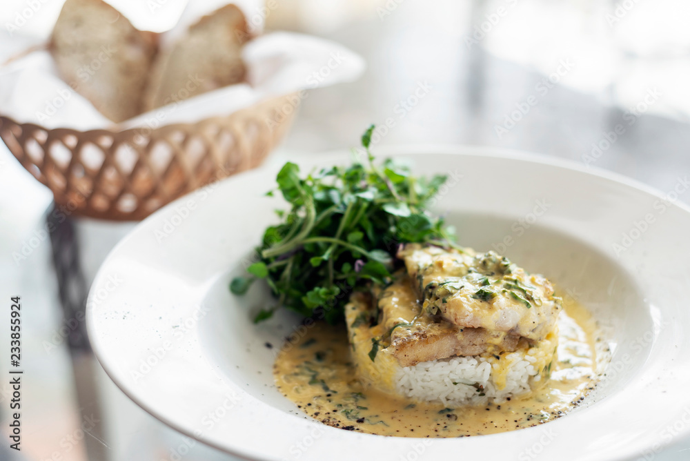 fish fillet in creamy mustard dill and lemon sauce meal fish fillet in creamy mustard dill and lemon sauce meal