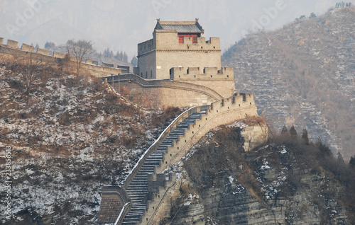 The Great Wall of China at Juyong Pass in winter at early morning
