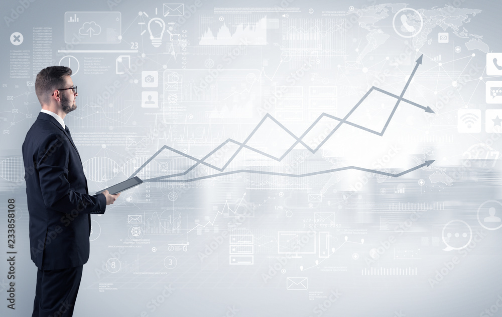 Adviser standing and presenting economical results of a global company
Adviser standing and presenting economical results of a global company