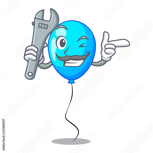 Mechanic blue balloon bunch design on cartoon