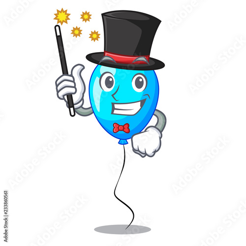 Magician blue balloon bunch design on cartoon