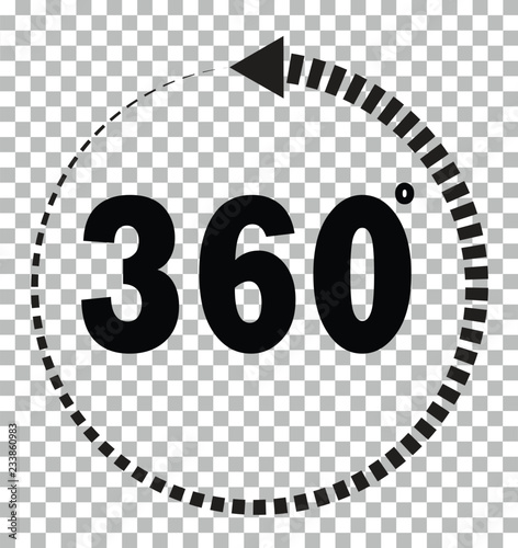 360 degrees icon on transparent background. flat style. 360 degrees sign. rotate 360 degress icon for your web site design, logo, app, UI. angle 360 degree symbol.