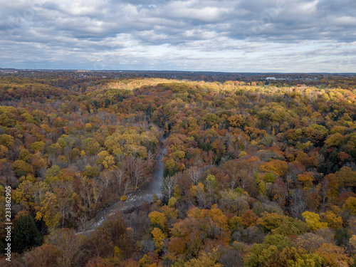 Midwestern Landscape in Fall from Aerial View