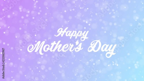 Happy Mother's Day Greeting card text with beautiful snow and stars particles background for celebration, wishes, events, messages, holidays, festival.