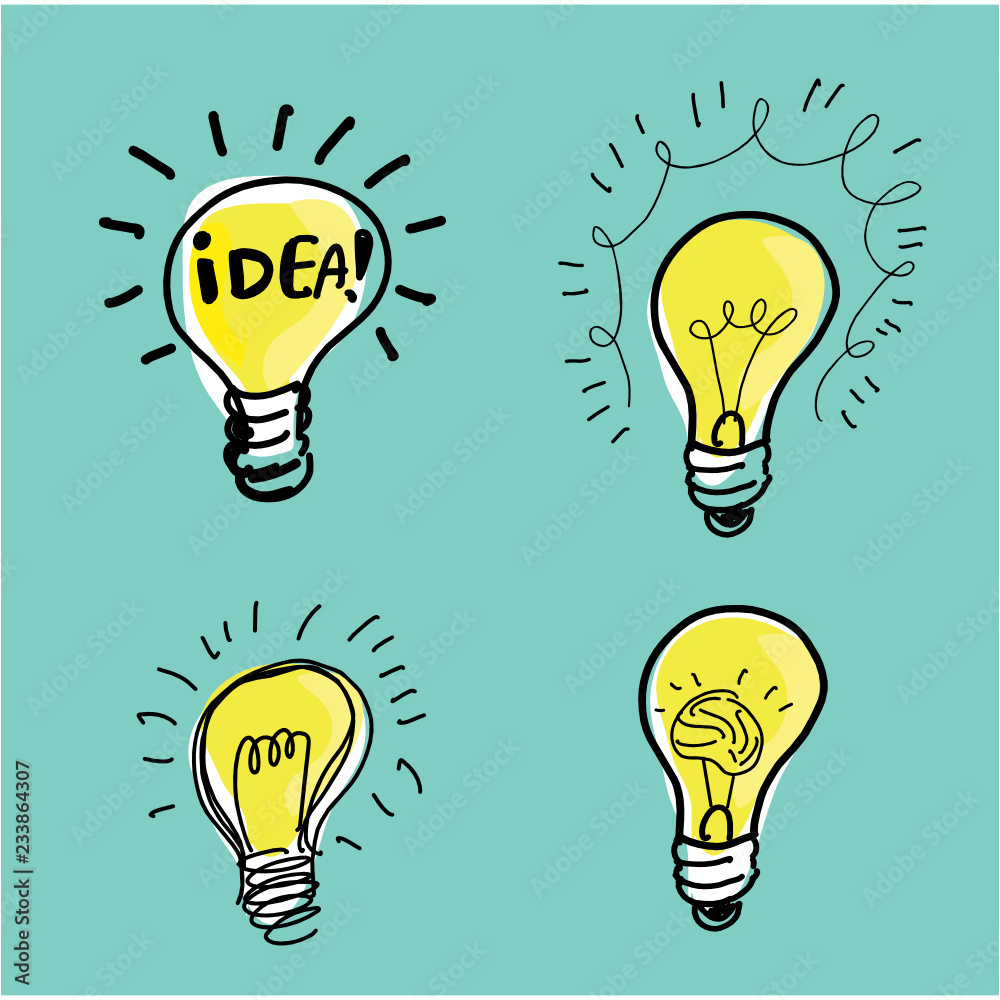 Free hand sketch loading idea , light bulbs, symbol of ideas