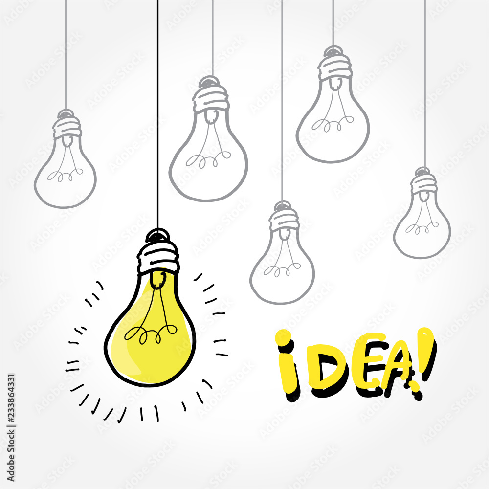 Free hand sketch loading idea , light bulbs, symbol of ideas