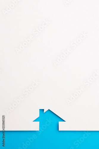 background of simple house on blue border photo
