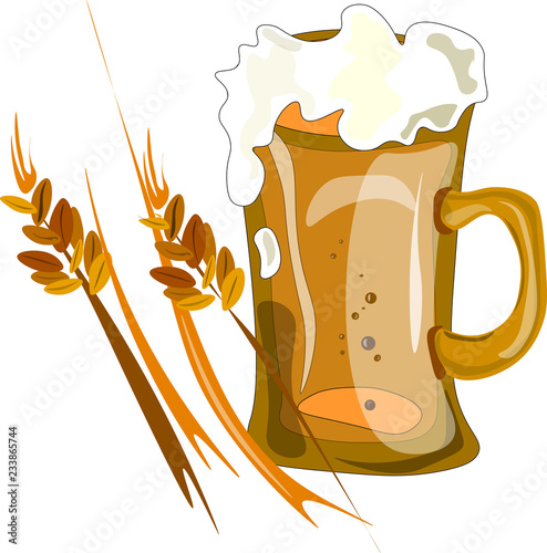 glass of beer on white background vector illustration