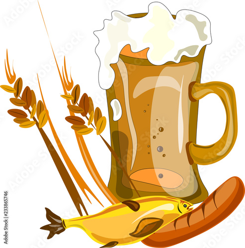 glass of beer on white background vector illustration