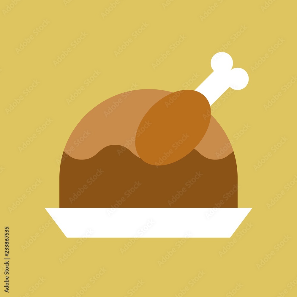 roast turkey, cute christmas and winter related set,flat design