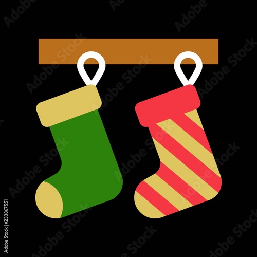 hanging socks, cute christmas and winter related set,flat design suitable for use as material