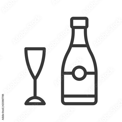 wine glass and bottle, cute christmas and winter related set,suitable for use as material.editable stroke