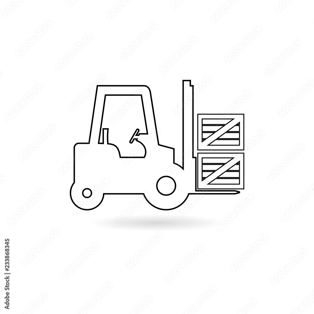 Black Forklift line icon or logo Black Forklift line icon or logo
