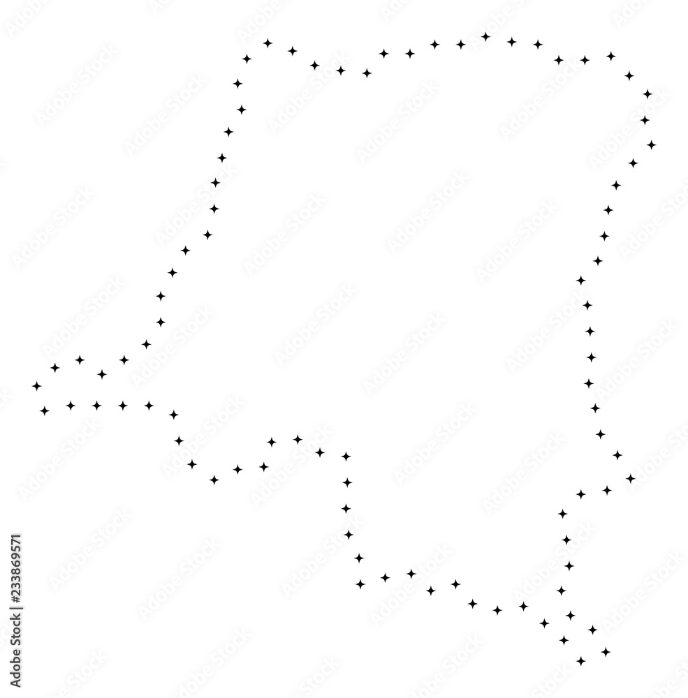 Vector stroke dot Democratic Republic of the Congo map in black color, small border points have diamond shape. Track the frame points and get Democratic Republic of the Congo map.