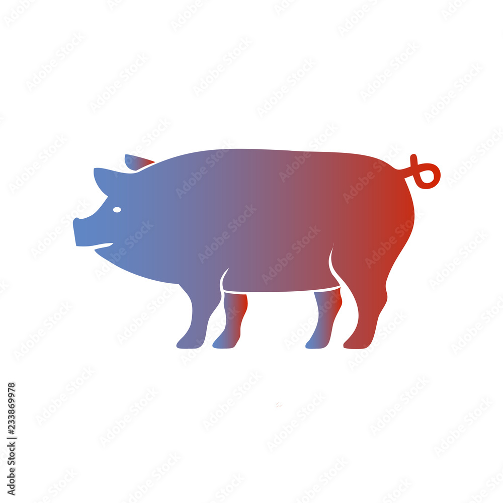 Fototapeta premium Pig icon. Colourful red, blue, green, yellow, gold pig. New Year. The year of the pig.