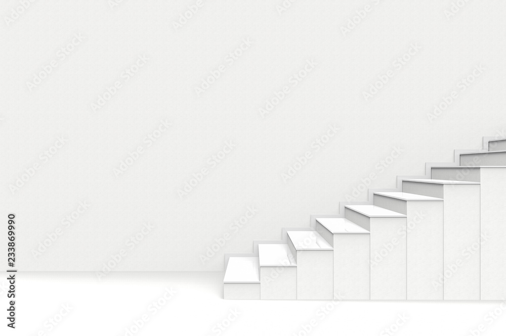 3d rendering. modern white cement staircase with copy space wall background. 3d rendering. modern white cement staircase with copy space wall background.