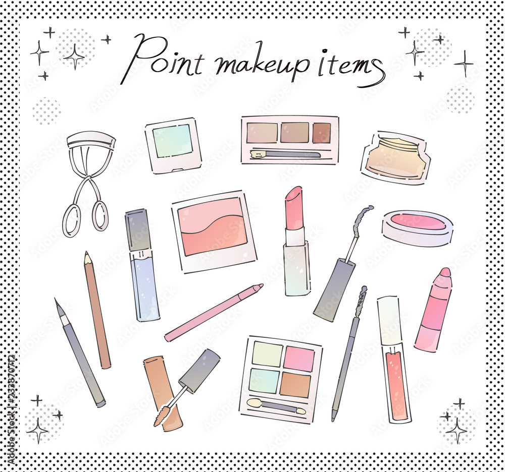 コスメのイラストセット ポイントメイク 水彩風 Stock Vector Adobe Stock