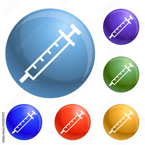 Insuline syringe icons set vector 6 color isolated on white background