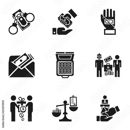 Blood bribery money icon set. Simple set of 9 blood bribery money vector icons for web design isolated on white background