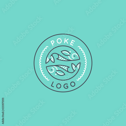 Vector logo design template logo design in trendy linear style - poke bowl