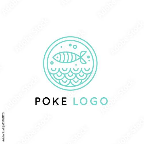 Vector logo design template logo design in trendy linear style - poke bowl