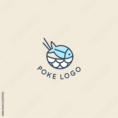 Vector logo design template logo design in trendy linear style - poke bowl