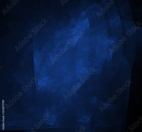 Nebulas blue fractal on black background. Digital art. 3D rendering. Computer generated image © helen_g
