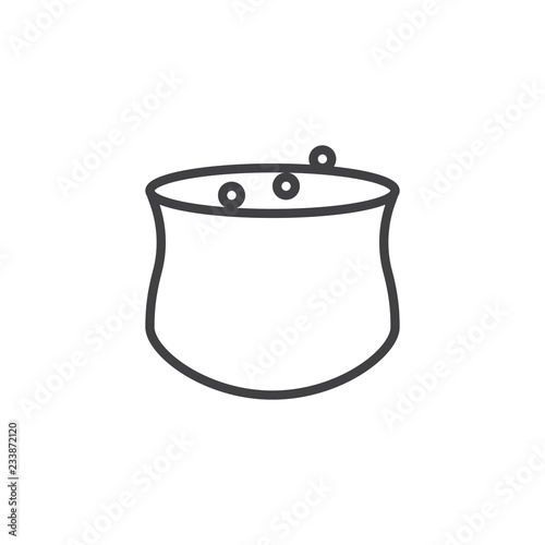 Cauldron boiling outline icon. linear style sign for mobile concept and web design. Saucepan simple line vector icon. Symbol, logo illustration. Pixel perfect vector graphics © alekseyvanin