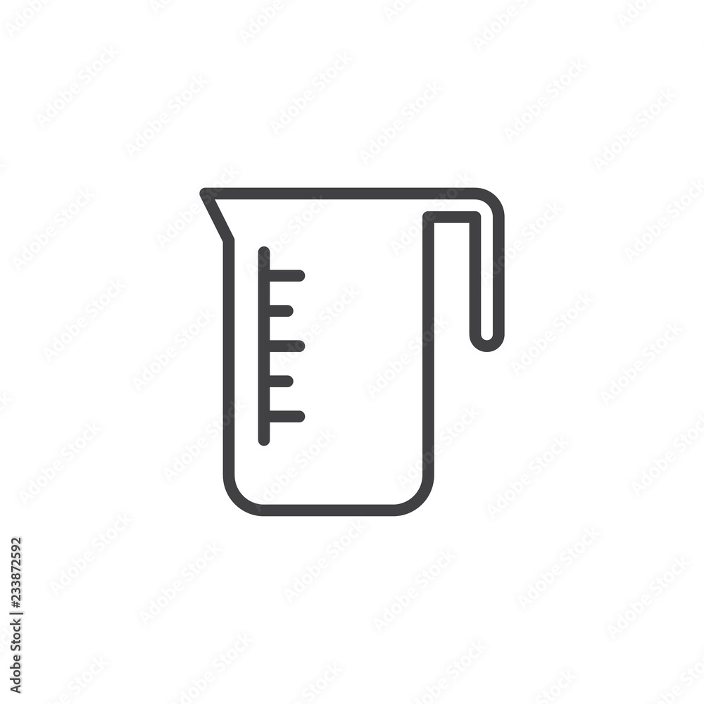 Measuring cup outline icon. linear style sign for mobile concept and web design. Food jug simple line vector icon. Symbol, logo illustration. Pixel perfect vector graphics Measuring cup outline icon. linear style sign for mobile concept and web design. Food jug simple line vector icon. Symbol, logo illustration. Pixel perfect vector graphics