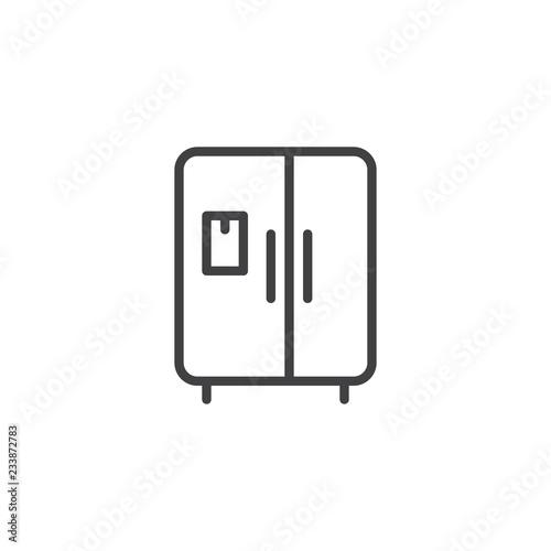 Double door fridge outline icon. linear style sign for mobile concept and web design. Refrigerator simple line vector icon. Symbol, logo illustration. Pixel perfect vector graphics