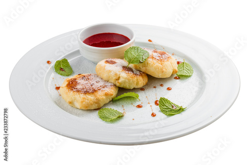 Cheesecakes. Cottage cheese pancakes with sour cream