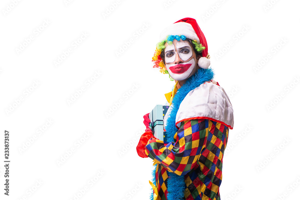 Young funny clown comedian isolated on white Young funny clown comedian isolated on white