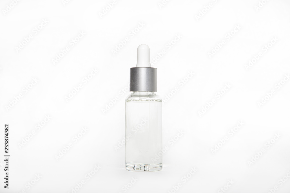 blank mock up advertising with copy space of the dropper bottle isolated on the white background (flacon with pipette). blank mock up advertising with copy space of the dropper bottle isolated on the white background (flacon with pipette).