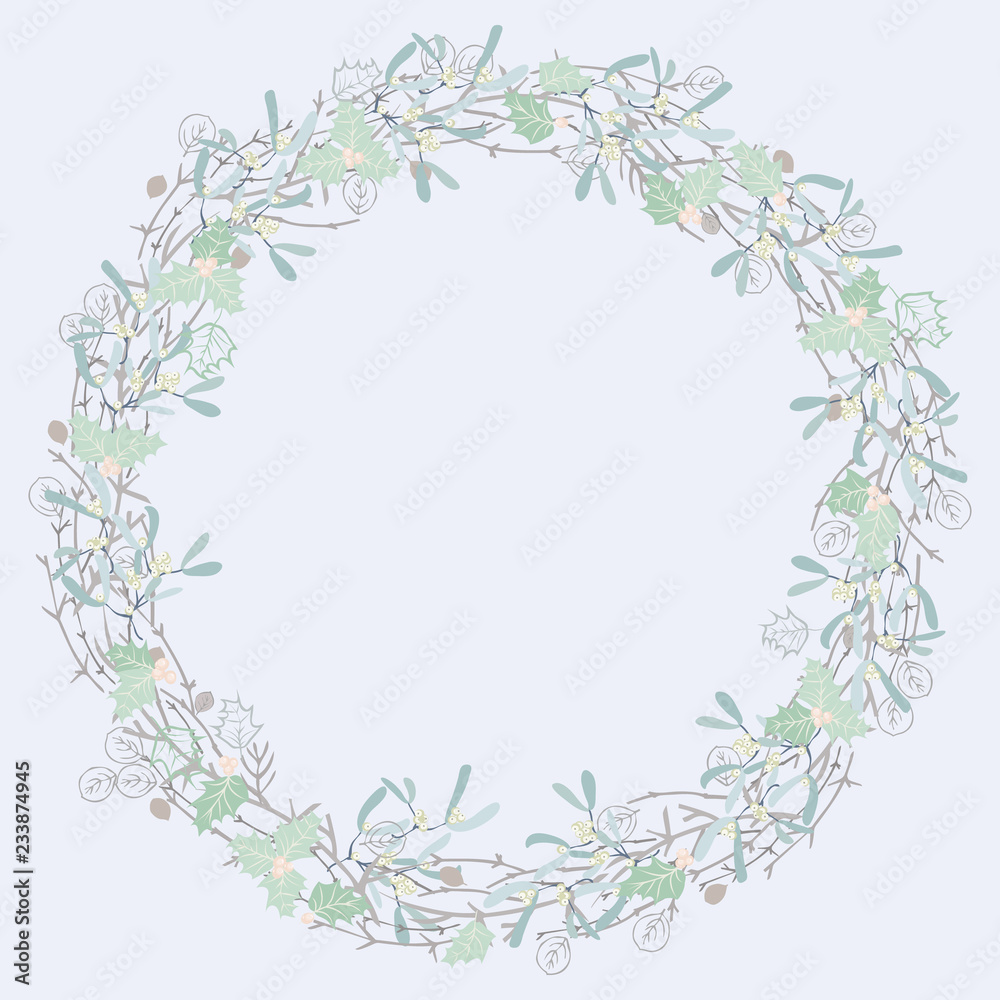 Holly wreath, invitation template