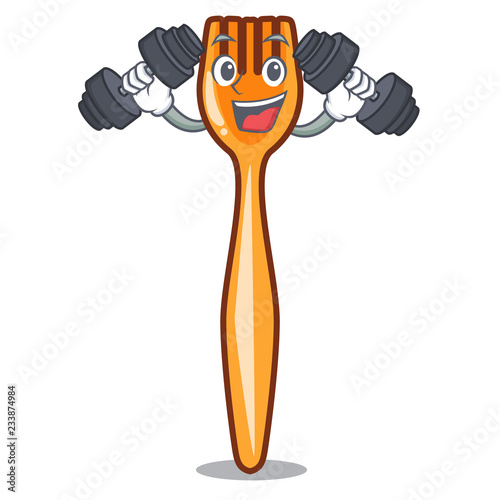 Fitness fork on shape plastic character beautif