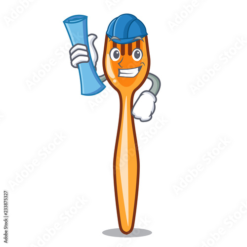 Architect plastic fork cartoon with the isolated