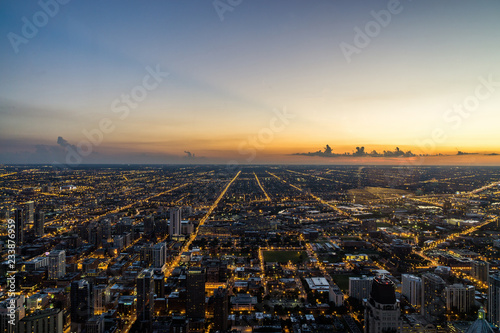 Panoramic Sunset view in Chicago