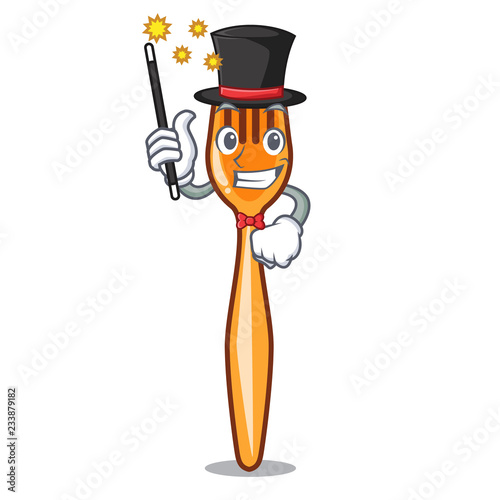 Magician plastic fork on cartoon image funny
