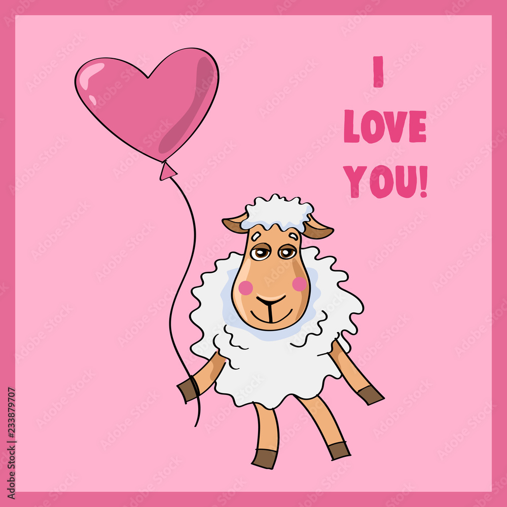 Obraz premium sheep in love illustration