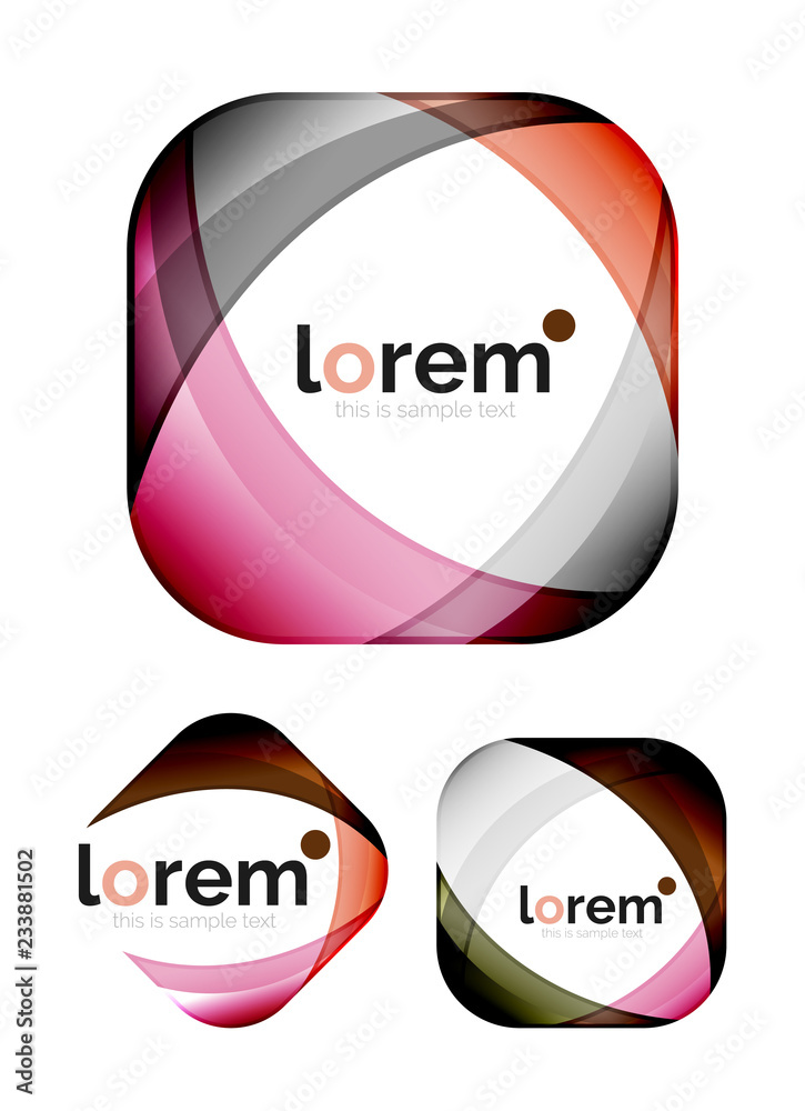 Set of geometric shape convergence logo design templates Set of geometric shape convergence logo design templates