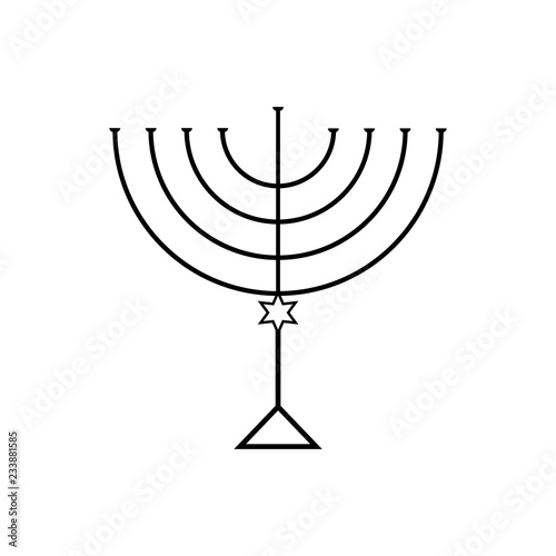 Menorah for Hanukkah, Vector illustration. Religion icon.