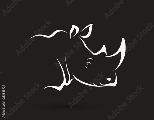 Vector of rhino head on black background. Wild Animals. Easy editable layered vector illustration.