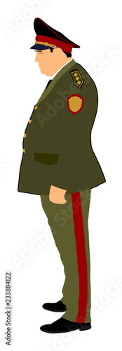 Soviet army officer in uniform vector illustration. Russian general marshal profile vector. Soldier in uniform. Military commander. Marsh officer in a ceremonial procession. Military parade.