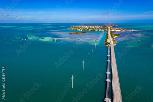 key west island florida highway and bridges over the sea aerial view photo